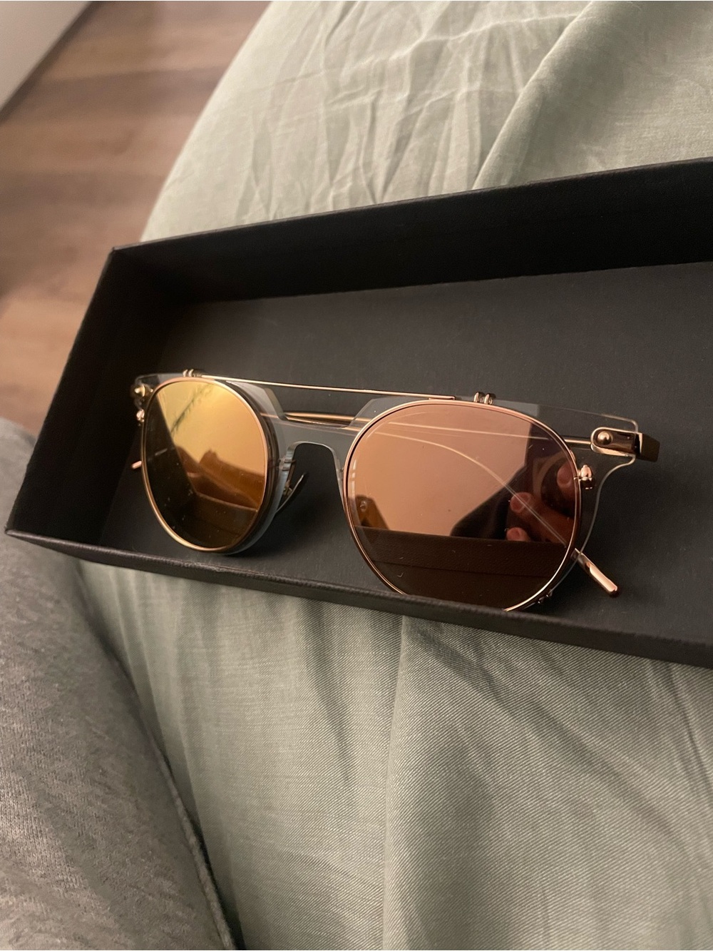 Dolce & Gabbana Rose Gold Frame Sunglasses with Brown-Gold Lenses